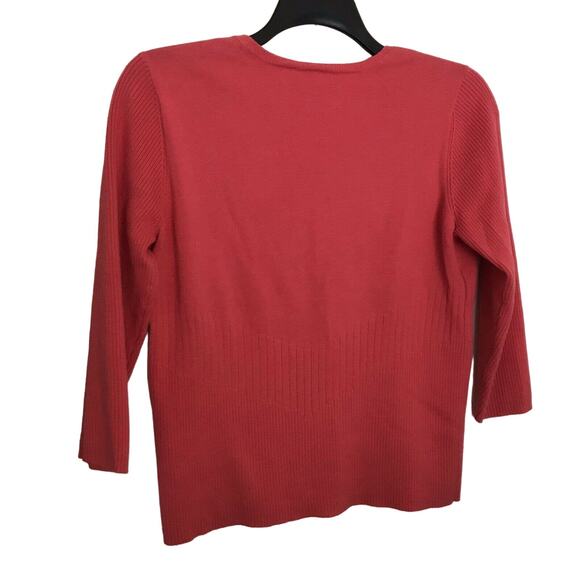 Caslon Pink Lightweight Scoop Neck Sweater - Size Medium - 3/4 Sleeves - Ribbed - Picture 5 of 5